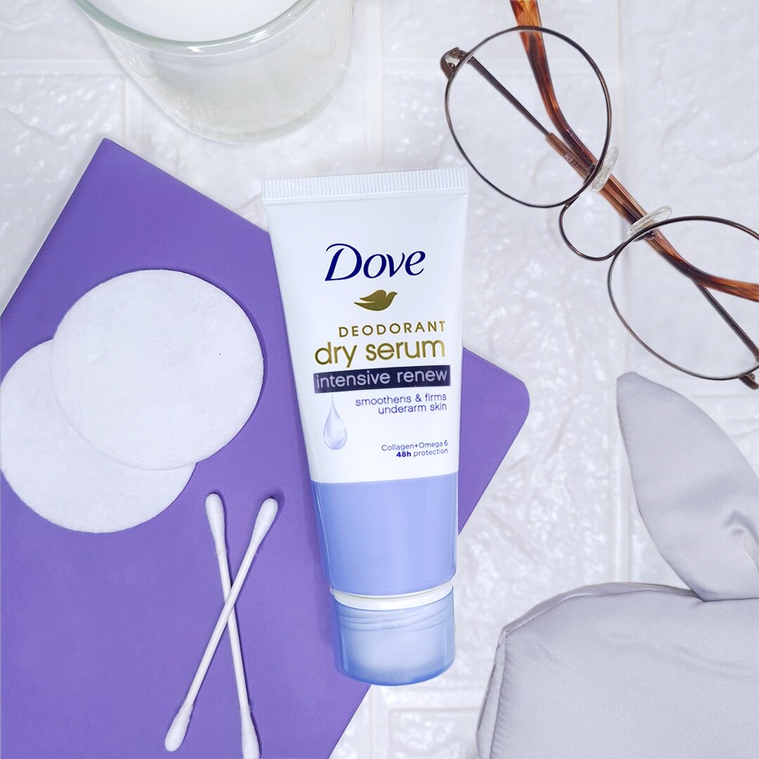 Dove Dry Serum Deodorant in Purple The Dove Dry Serum Deodorant in Purple smoothens and tightens the underarm skin
