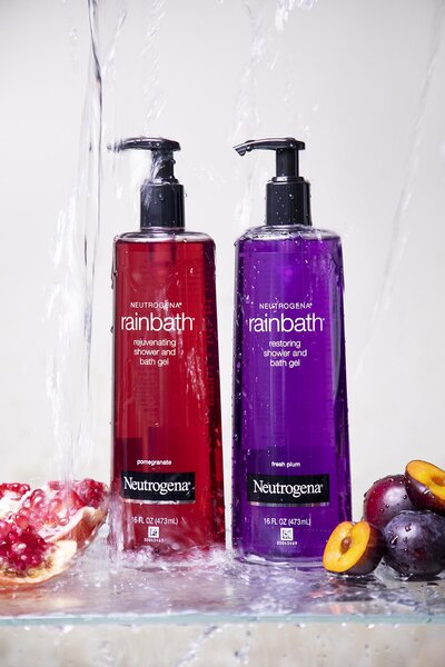 Neutrogena Rainbath Fresh Plum and Pomegranate The new variants of Neutrogena Rainbath Shower and Bath Gels are Fresh Plum and Pomegranate.
