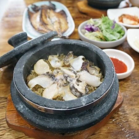 Abalone dolsotbap at Myeongjin Jeonbok Abalone dolsotbap at Myeongjin Jeonbok