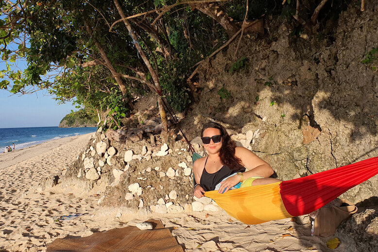 Boracay beach Danah Gutierrez lounging by the beach.