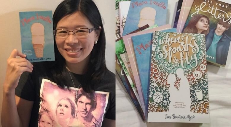 Ines Bautista-Yao and her published young adult novels Ines Bautista-Yao and her published young adult novels