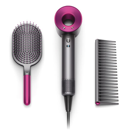 Dyson Supersonic hair dryer Mother’s Day 2019 gift edition A paddle brush, a blade-less hair dryer, and a black detangling comb