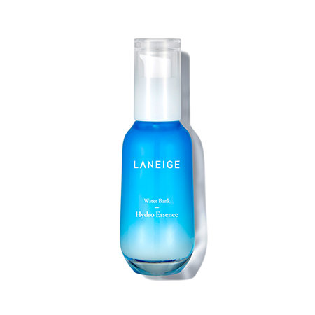 A small white-capped glass bottle filled with shiny blue facial serum.