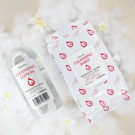 A pack of PureVivi cleansing sheets for easy makeup removal