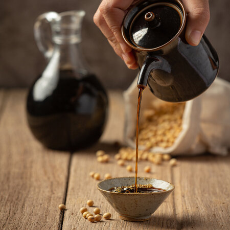 Shoyu being poured