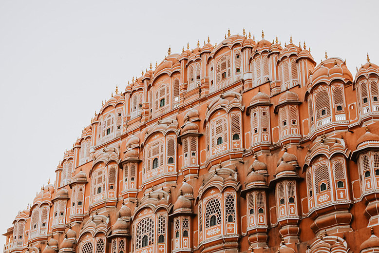 Pink Hawa Mahal building in Jaipur, India