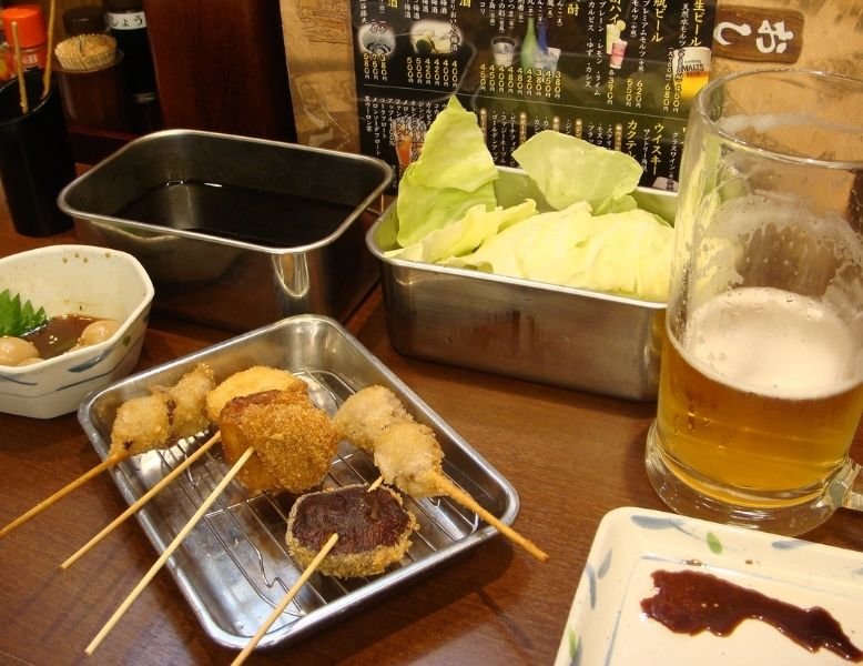 Kushikatsu in a restaurant