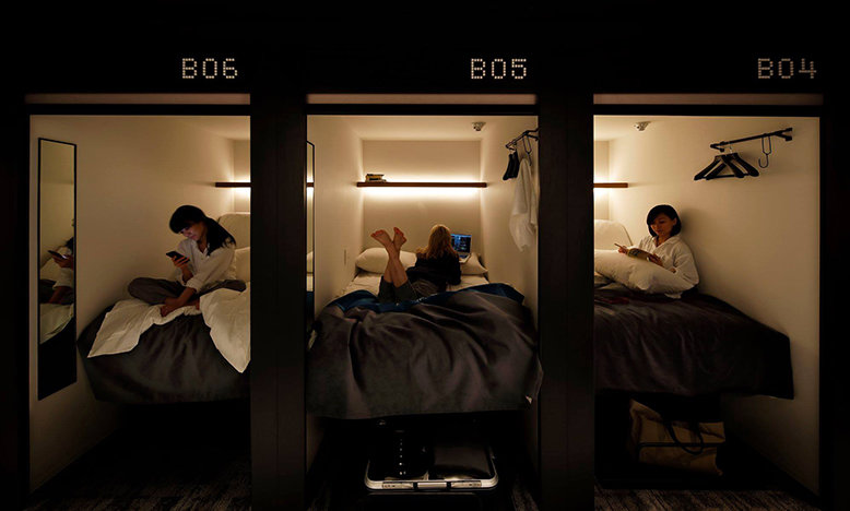 Pods at The Millennials Shibuya, one of the best capsule hotels in Tokyo