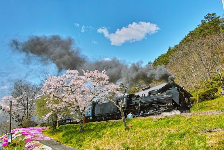 A photo of a steam train In Tono Japan