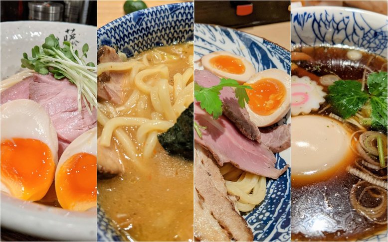 Tsukemen bowls collage