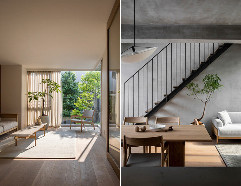 japanese minimalist contrast living room