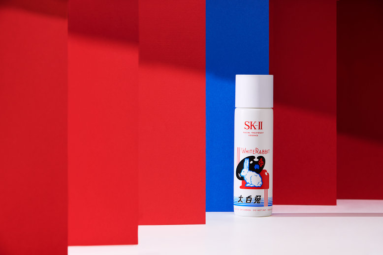 A styled shot of the SK-II x White Rabbit PITERA™ Facial Treatment Essence