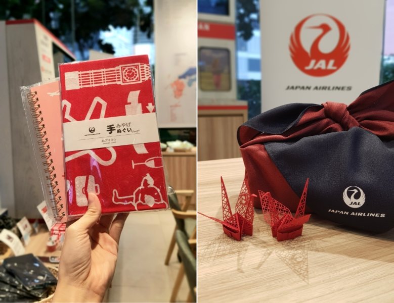 JAL notebook and gift wrapping cloth