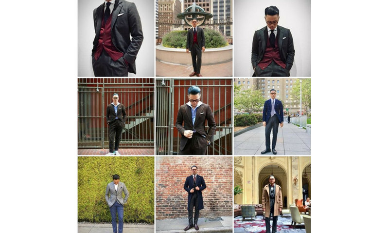 A man's Instagram profile featuring him wearing suits and other formal wear