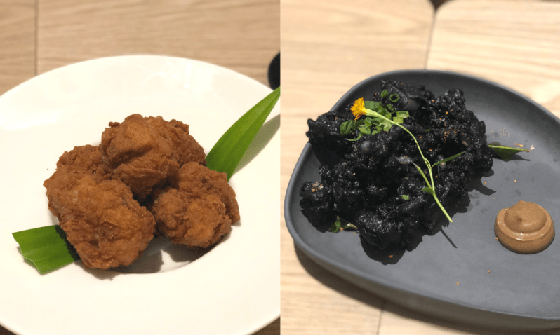 Noka Left: chicken karaage; Right: calamari tempura