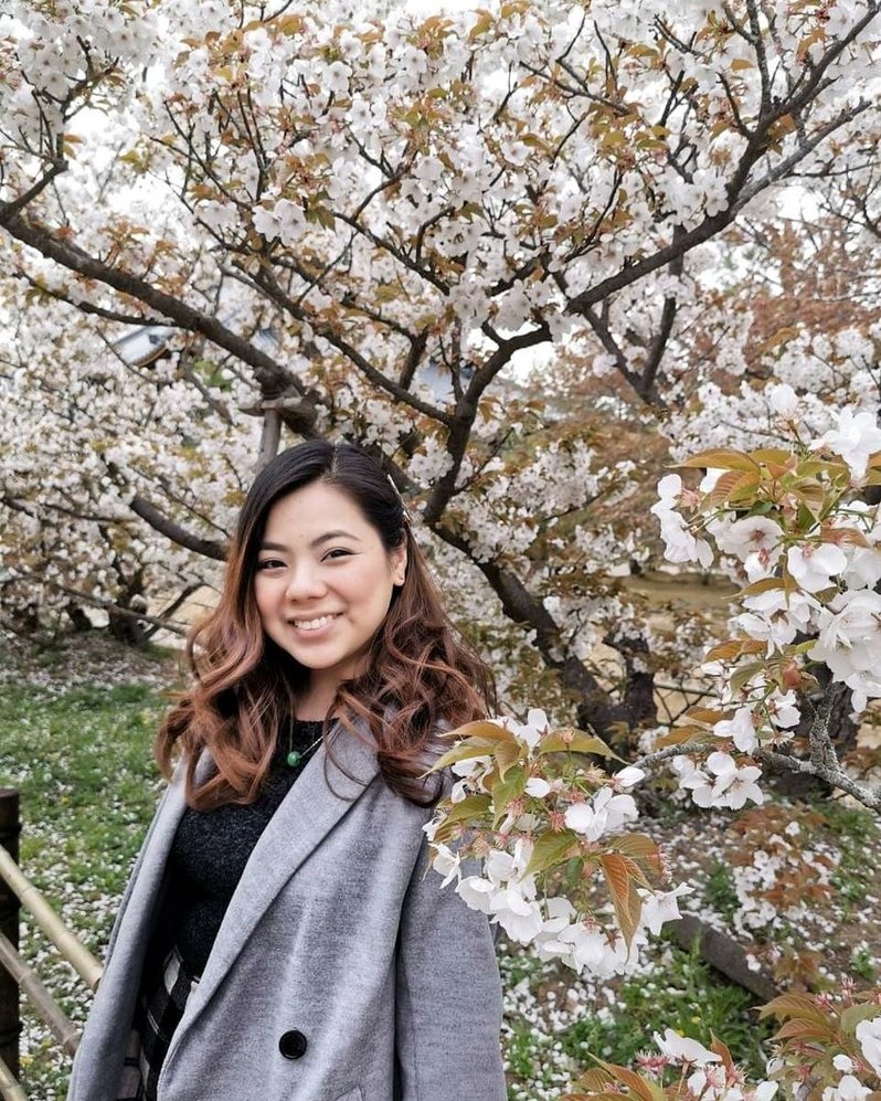 Woman under a Sakura tree
