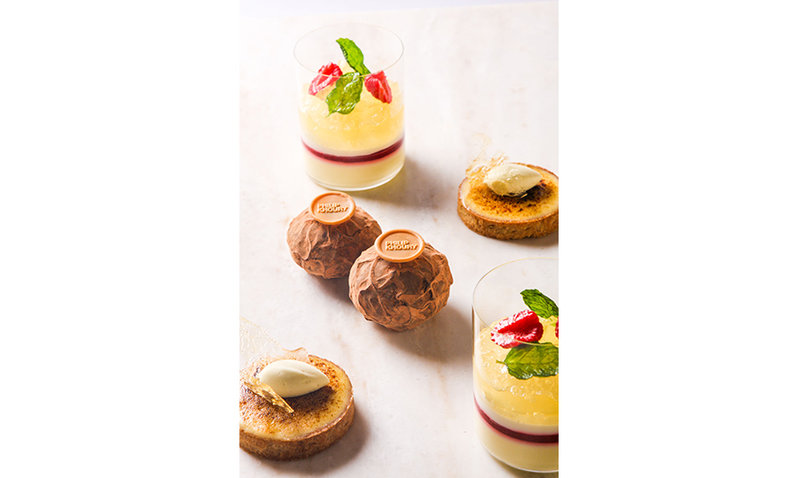 Choc Truffle Dates, Caramel Tarts, and glasses of Lime and Mint Verrine