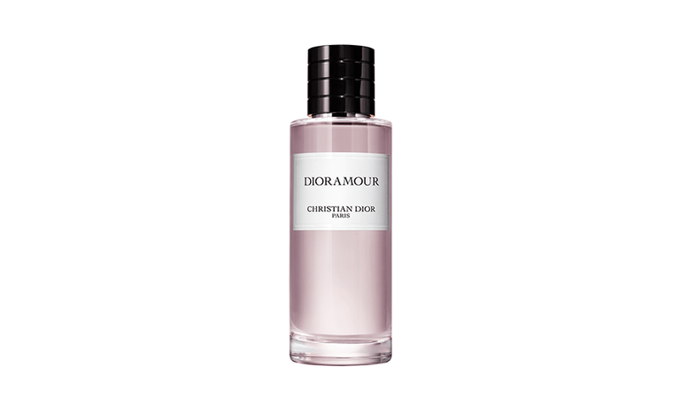 A bottle of lavender-coloured perfume